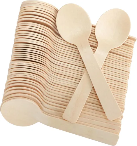 Vista 12 de LotFancy Mini Cucharas de Madera, Paquete de 100, 4 Pulgadas de Largo, Cucharas Desechables de Degustación y Muestreo, Cucharas Degustadoras