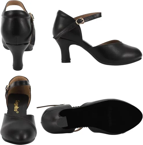 Vista 3 de Zapatos de baile latino de salsa de salón para mujer, zapatos de carácter con correa de tobillo para boda