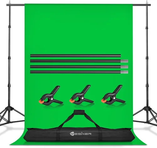 Vista 9 de Yesker Telón de fondo Chromakey de 5 x 6.5 pies, pantalla de fondo 2 en 1 verde y azul, telón de fondo plegable para fotografía