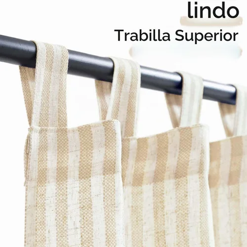 Vista 3 de Jinchan - Cortinas de lino a rayas para cocina, 24 pulgadas, beige, 2