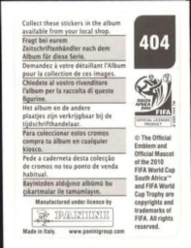 Vista 2 de Pegatinas de la Copa Mundial de la FIFA de Panini 2010 #404 Landry N'Guemo Camerún - Adhesivo oficial de álbum de fútbol (2 pulgadas x 1.5 pulgadas)