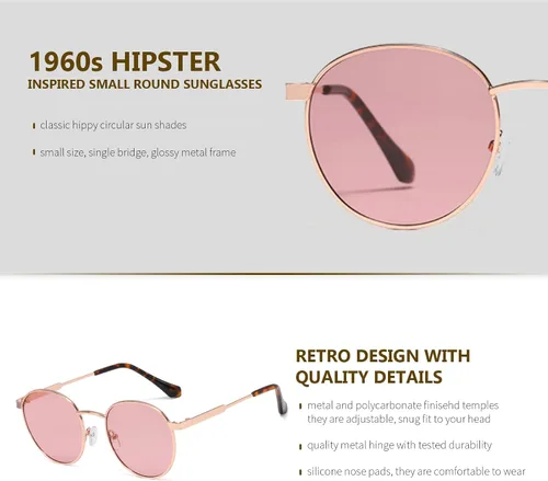 Vista 3 de Freckles Mark Gafas de sol redondas estilo hipster de los años 60 retro estilo vintage de Lennon