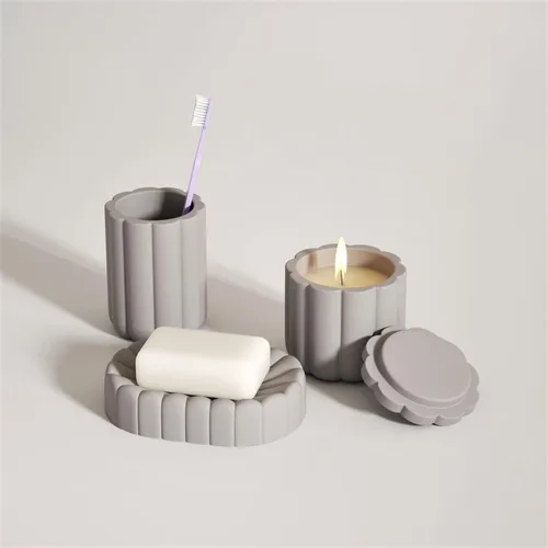 Vista 5 de BOOWAN NICOLE Moldes para macetas de hormigón, tarro de vela, molde de silicona, accesorios de baño, herramientas de fabricación SH799