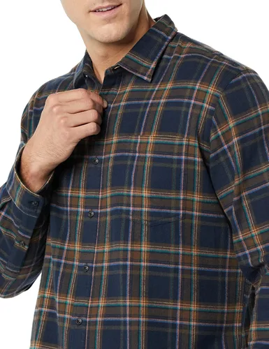Vista 65 de Amazon Essentials Camisas de franela de manga larga para hombre, corte ajustado, a cuadros con botones