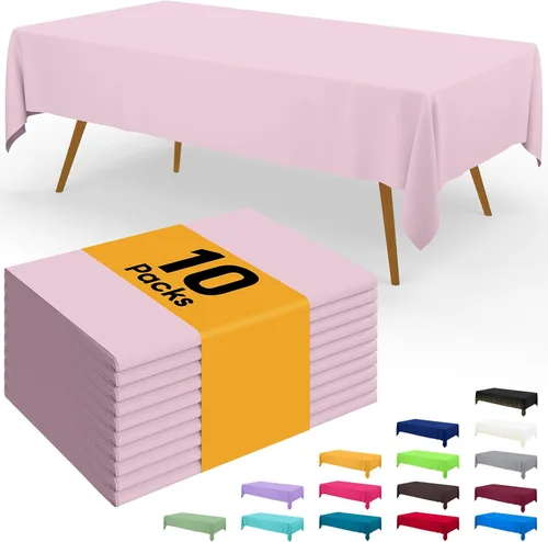 Vista 74 de Smiry - Juego de 6 manteles desechables, 54 x 78 pulgadas, manteles impermeables rectangulares para fiestas, cubierta de mesa de plástico