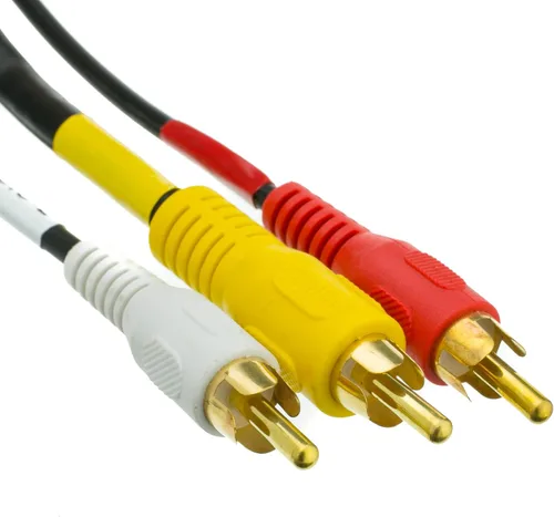 Vista 2 de CableWholesale Cable RCA estéreo/VCR de 3 pies, 2 RCA (audio) + video RCA RG59 chapado en oro (10R3-01103)