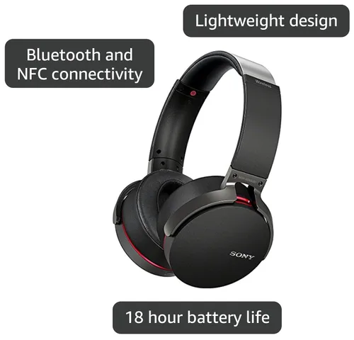 Vista 2 de Auriculares con Bluetooth y bajos extras Sony, con control por aplicación, color negro Negro