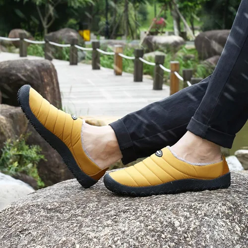 Vista 6 de UBFEN - Pantuflas cálidas de invierno para hombre y mujer con forro de felpa mullida, zapatos de casa con suela de goma antideslizante