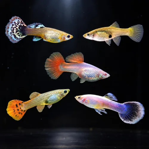 Vista 11 de Swimming Creatures™ 4 Lyretail Balloon Molly (Poecilia sphenops) Peces de acuario vivos de agua dulce – Variedad mixta colorida – Colores Molly