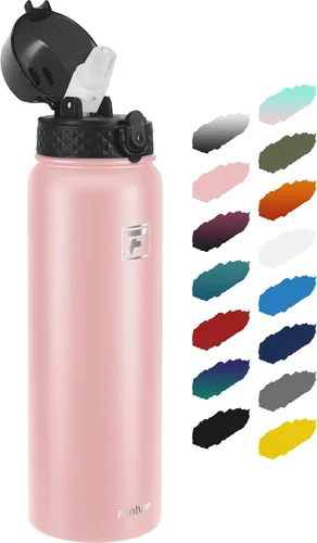 Vista 20 de Fanhaw Botella de agua de acero inoxidable aislada para niños de 20 onzas con tapa con popote, a prueba de fugas y antipolvo, botella de uso diario