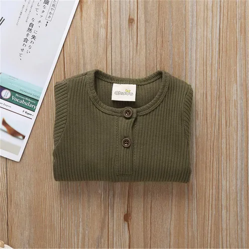 Vista 8 de Mameluco de una pieza para recién nacido unisex con botones color liso para bebé y niña