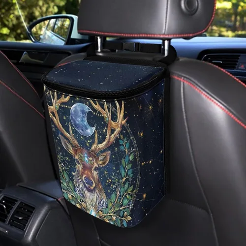 Vista 33 de Talayituse Cubo de basura portátil con estampado de camuflaje de bandera estadounidense, accesorios interiores de vehículos multifuncionales