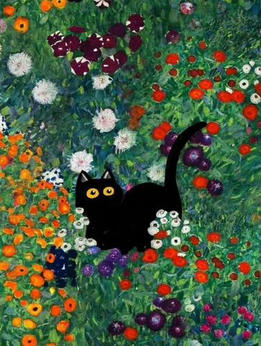 Vista 7 de Kits de pintura de diamantes para adultos, pintura de diamante de gato negro 5D, arte de diamantes para adultos, diamantes redondos de taladro
