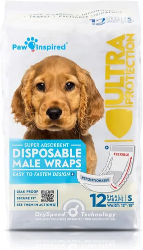Vista 16 de Paw Inspired Bandas desechables para perros machos, banda para el vientre para perros Pañales desechables para perros Bandas para el vientre