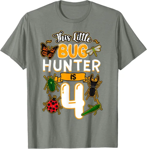 Vista 27 de Camiseta de fiesta de cumpleaños de insectos de este cazador de insectos de 4 años, Negro, S