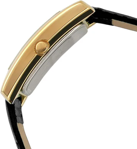 Vista 4 de Peugeot - Reloj clásico chapado en oro de 14 quilates para mujer, caja rectangular en forma de tanque con correa de cuero y esfera fácil de leer