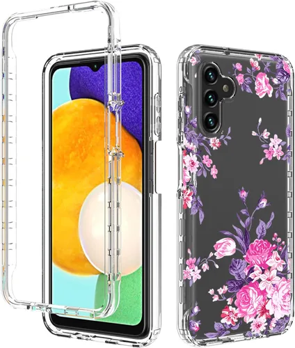 Vista 6 de Funda para Galaxy A13 5G, para Samsung A13 5G con protector de pantalla de vidrio templado, suave 360 cuerpo completo, a prueba de golpes, híbrida