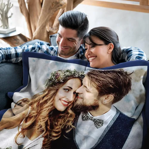 Vista 2 de MeMoShe Mantas personalizadas con fotos, regalos personalizados para parejas, manta de foto personalizada, regalos personalizados de "Te quiero