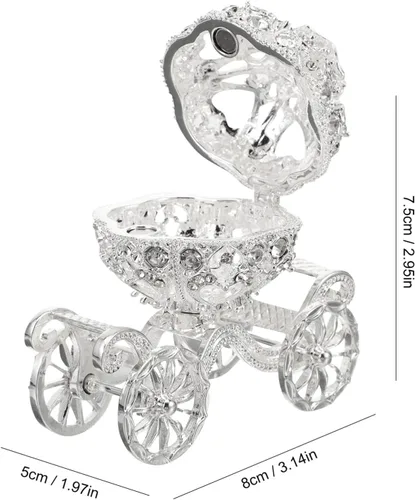Vista 4 de IMIKEYA Caja de joyería de plata con diamantes de imitación caja de joyería de cristal con diseño de calabaza, caja de regalo de joyería decorativa