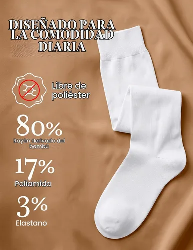 Vista 6 de Hugh Ugoli Knee High Bamboo School Uniform Socks for Girls, Kids, 3-6 Pairs 01- blanco (3 pares)