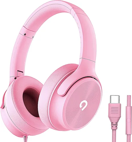 Vista 11 de ADOOPE Auriculares con cable USB C de diadema con micrófono, sonido estéreo de alta fidelidad, almohadillas aislantes de ruido, ajuste cómodo