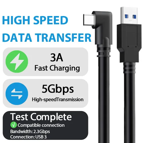 Vista 3 de VakiReyy Cable de enlace de 10 pies para Oculus Quest 2, cable de enlace de transferencia de alta velocidad VR para Quest 2 USB 3.0 a USB C