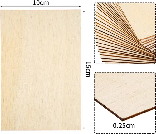 Vista 8 de Ruisita 60 piezas rectangulares de madera sin terminar de 6 x 4 pulgadas, esquinas afiladas en blanco para proyectos hechos a mano y decoración