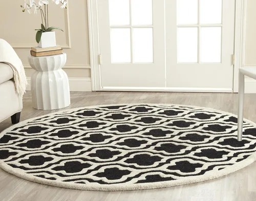 Vista 19 de SAFAVIEH Cambridge Collection CAM132E - Alfombra decorativa de lana marroquí de primera calidad, 2 x 3 pies, color negro y marfil