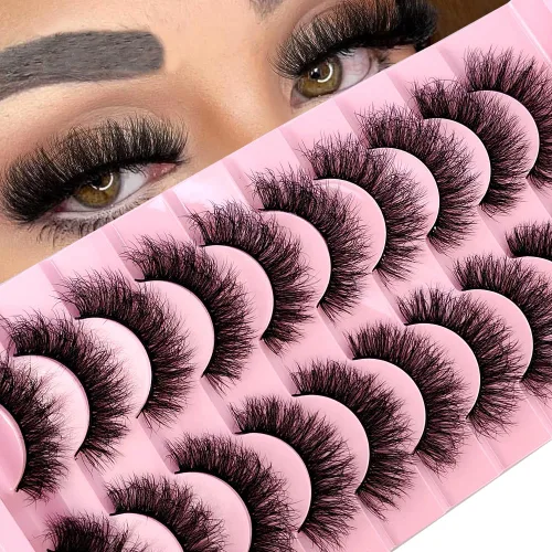 Vista 24 de 10 pares de pestañas postizas de visón 3D, hechas a mano, pestañas largas y finas, pestañas naturales para maquillaje de ojos (3-6)
