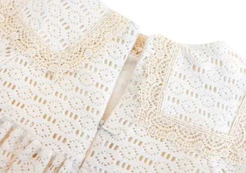 Vista 5 de Lilax Vestido de encaje de manga larga para bebé niña Vestido de novia vintage