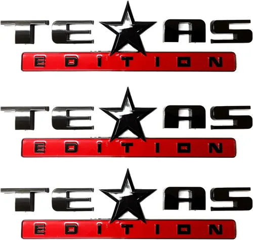 Vista 16 de 1 pieza emblema edición Texas plateado y negro/plateado y rojo/todo negro/negro y rojo/bandera americana a color y plateado/bandera americana negra