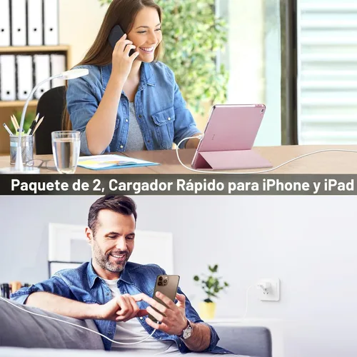 Vista 6 de Cargador para iPhone 17, 16, 15, carga rápida, cable de carga USB C de 10 pies de largo con bloque de carga rápida de teléfono tipo C de 20 W