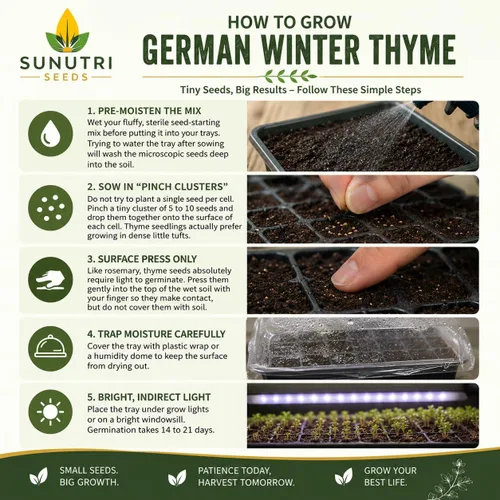 Vista 7 de Semillas de tomillo alemán de invierno para plantar, semillas de hierbas perennes resistentes al frío, tomillo culinario sin OMG para jardines