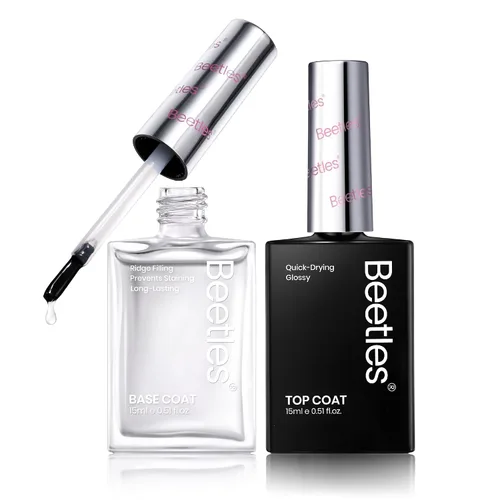 Vista 7 de Beetles - Esmalte de uñas 2 en 1, base y capa superior, esmalte de uñas transparente, de secado rápido, fortalecimiento de uñas natural, efecto