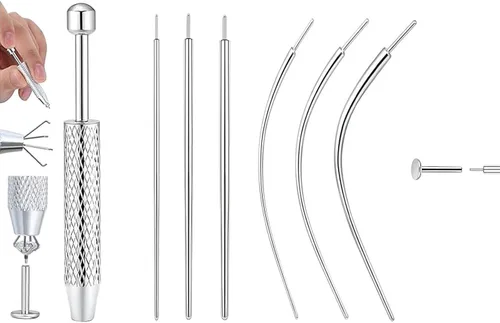 Vista 9 de Uni-J Herramienta de perforación de bola cónica para cambiar joyas, 14G, 16G, 18G, 20G, sin rosca, rosca interna, kit de estiramiento de rosca
