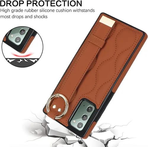 Vista 7 de Asuwish Funda de teléfono para Samsung Galaxy Note 20 5G con protector de pantalla y correa para la muñeca, soporte de pulsera, anillo de silicona
