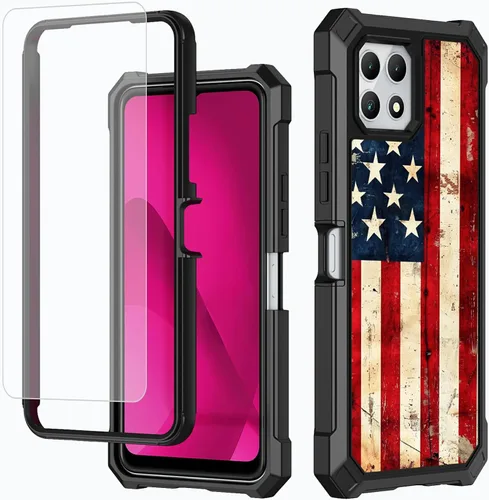 Vista 60 de Funda para T-Mobile Revvl 7 de 6.6 pulgadas con protector de pantalla, policarbonato duro de doble capa resistente y TPU suave a prueba de golpes