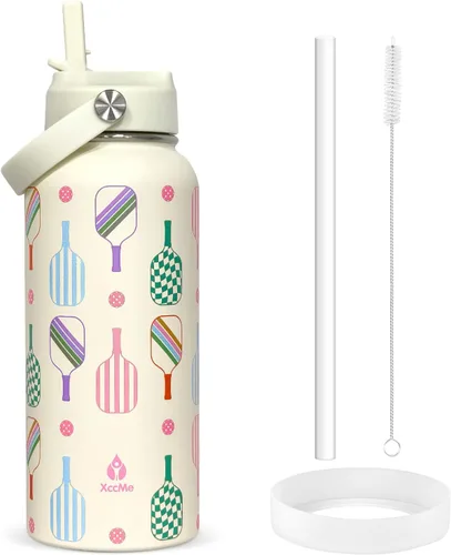 Vista 13 de Botella de agua aislada de 22 onzas, botellas de agua a prueba de fugas de acero inoxidable, taza térmica de viaje de boca ancha de doble pared