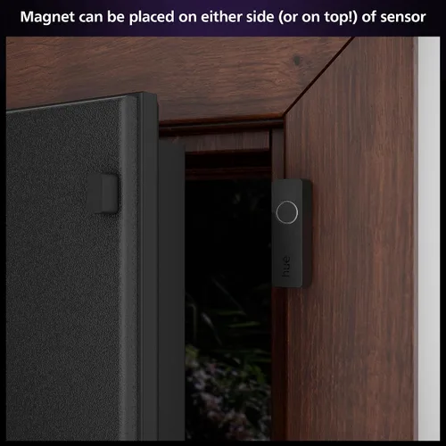 Vista 3 de Philips Hue Sensor de Contacto Inteligente Seguro, Negro - Paquete de 1, Sensor de Puerta Hecho para Puertas y Ventanas Interiores, Alarma de Puerta