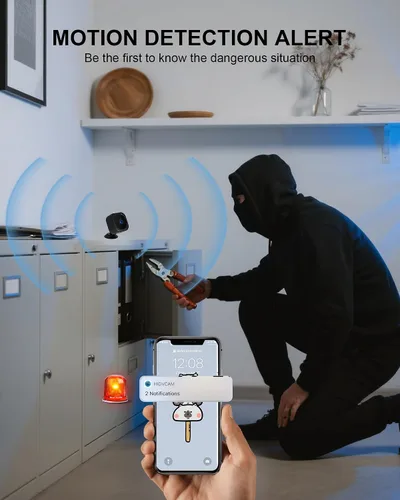 Vista 7 de AOBOCAM Mini cámara de seguridad 1080P WiFi recargable, visión nocturna negro - 1080P