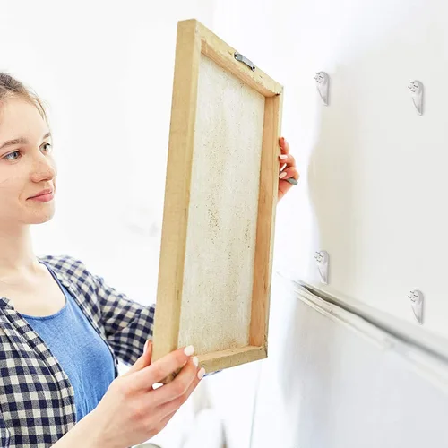Vista 9 de MroMax Percha de pared dura para herrajes, sujetadores y ganchos, montaje en pared, gancho sin marcas, ganchos para marcos de fotos, 100