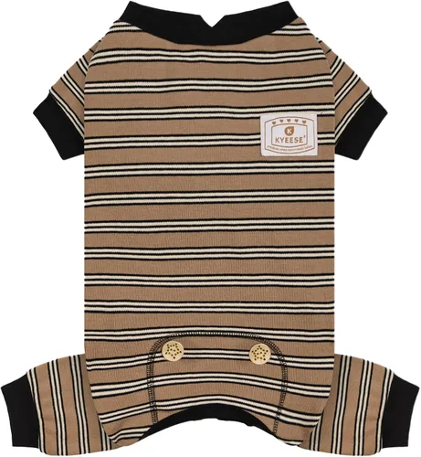 Vista 24 de KYEESE Pijama a rayas para perros pequeños, mameluco elástico para uso 01# Rayas verdes