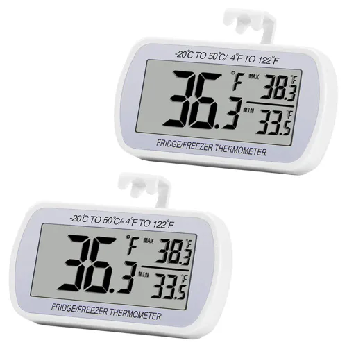 Vista 8 de Termómetro de refrigerador digital, termómetro para frigorífico y congelador, termómetro para habitación, resistente al agua, pantalla LCD grande