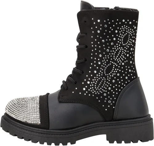 Vista 4 de bebe Botas de invierno para niñas Botas de combate resistentes al agua con diamantes de imitación (11-4)