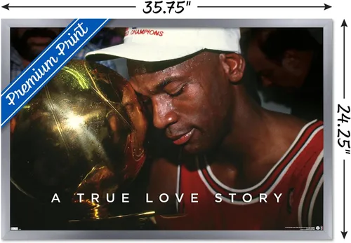 Vista 16 de Michael Jordan - Póster de pared A True Love Story, 22.4 pulgadas de largo x 14.7 pulgadas de ancho, versión enmarcada de madera de granero