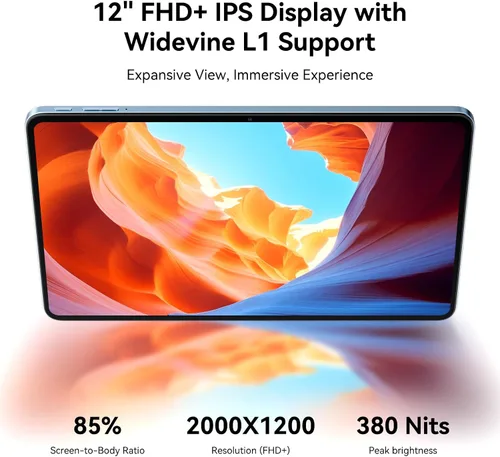 Vista 2 de Tableta Blackview Android con teclado, tableta grande de 12 pulgadas, tabletas computadora con Gemini AI, lápiz, 24GB+128GB/2TB, pantalla 2K FHD+