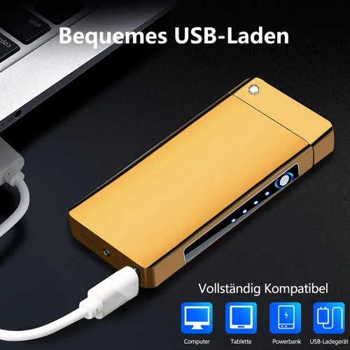 Vista 4 de GADATOP Encendedor eléctrico a prueba de viento, encendedores de plasma alto con carga USB, encendedor de arco de metal de lujo para regalos