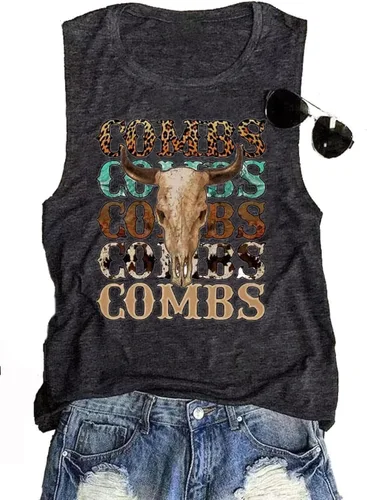 Vista 4 de Long Live Cowboys - Camiseta sin mangas para mujer, casual, sin mangas, vintage, música country, divertida impresión gráfica, chaleco sin mangas
