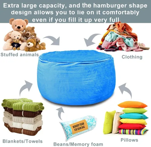 Vista 3 de Funda para silla puf, almacenamiento de animales de peluche, organizador de juguetes de felpa, funda para sillas de puf para niños, adolescentes