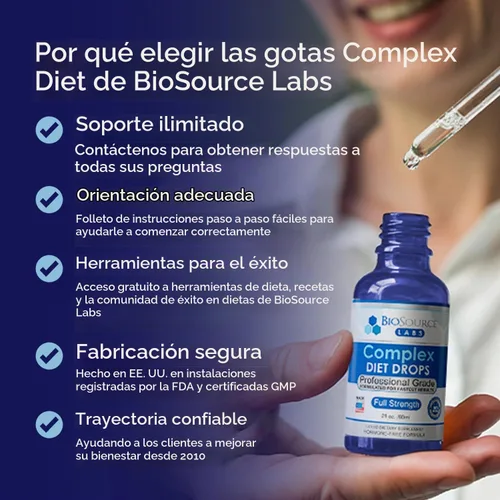 Vista 8 de BioSource Labs Gotas de dieta complejas: las mejores gotas naturales para hombres y mujeres (paquete de 2 botellas) - Suministro para 60 días